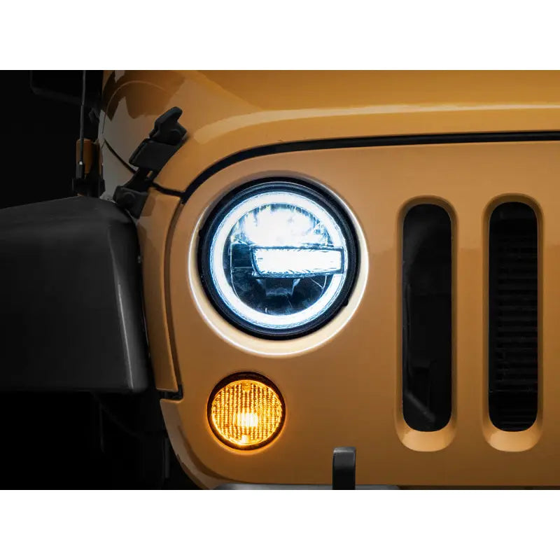 Raxiom J155018 Raxiom 97-18 Jeep Wrangler TJ/JK 7-Inch LED Headlights w/ Halos- Black Housing (Clear Lens) - J155018