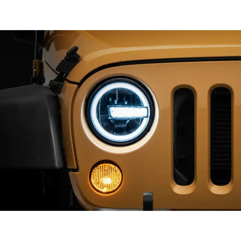 Raxiom 97-18 Jeep Wrangler TJ/JK 7-Inch LED Headlights w/ Halos- Black Housing (Clear Lens) - J155018