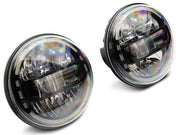 Pair of round LED headlights with black housing for Jeep Wrangler TJ/JK