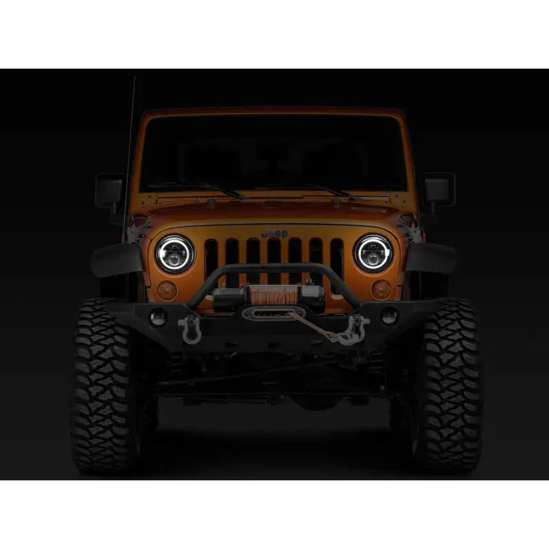 Raxiom J108037 Raxiom 97-18 Jeep Wrangler TJ/JK Axial Halo Headlights w/ DRL Amber Signals- Blk Hsng (Clear Lens)