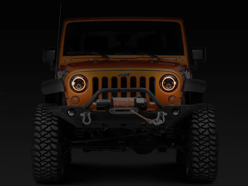 Raxiom 97-18 Jeep Wrangler TJ/JK Axial Halo Headlights w/ DRL Amber Signals- Blk Hsng (Clear Lens) - Truck & Automotive