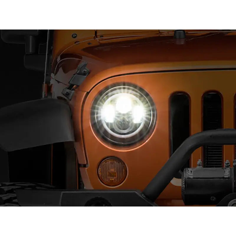 Raxiom J108037 Raxiom 97-18 Jeep Wrangler TJ/JK Axial Halo Headlights w/ DRL Amber Signals- Blk Hsng (Clear Lens)