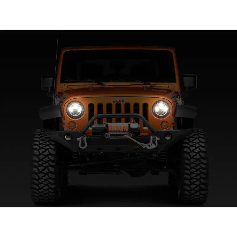 Raxiom J108037 Raxiom 97-18 Jeep Wrangler TJ/JK Axial Halo Headlights w/ DRL Amber Signals- Blk Hsng (Clear Lens)