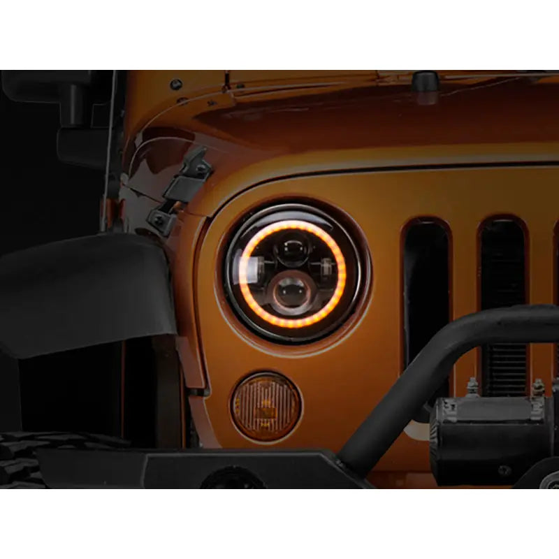 Raxiom J108037 Raxiom 97-18 Jeep Wrangler TJ/JK Axial Halo Headlights w/ DRL Amber Signals- Blk Hsng (Clear Lens)