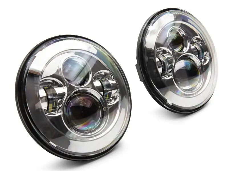 Pair of round LED Daymaker headlights with chrome housing for Jeep Wrangler TJ/JK