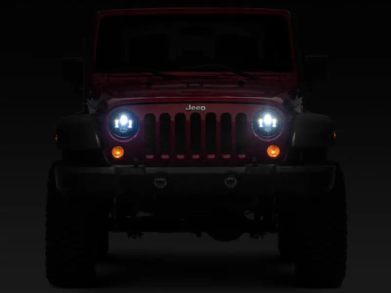Raxiom 97-18 Jeep Wrangler TJ/JK Axial Series LED Daymaker Headlights- Black Housing (Clear Lens) - Truck & Automotive