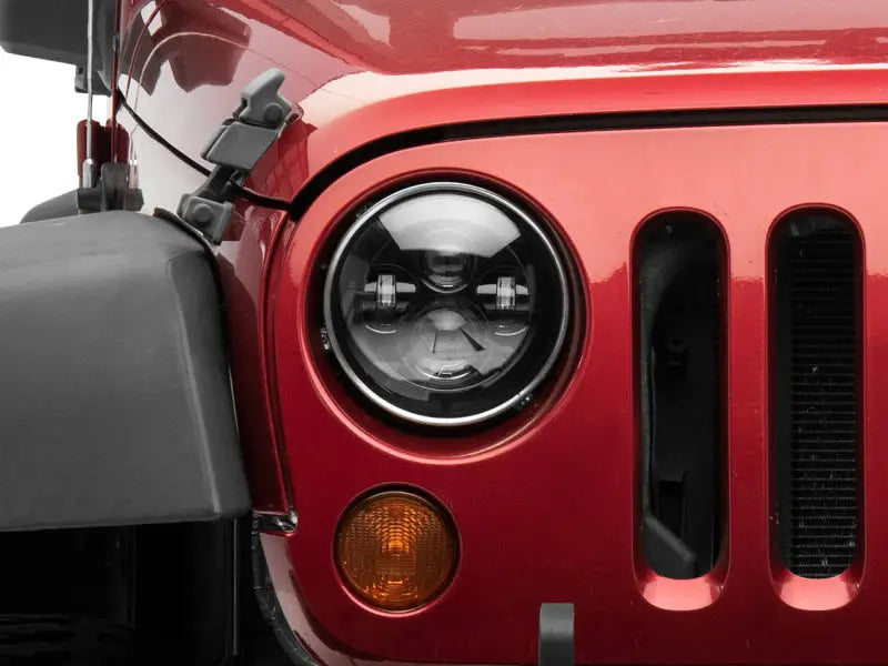 Raxiom 97-18 Jeep Wrangler TJ/JK Axial Series LED Daymaker Headlights- Black Housing (Clear Lens) - Truck & Automotive