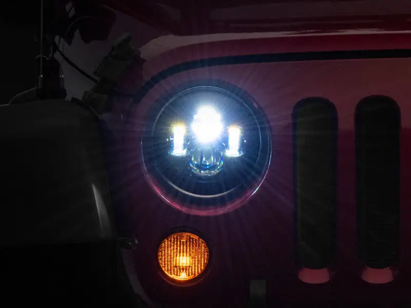 Raxiom 97-18 Jeep Wrangler TJ/JK Axial Series LED Daymaker Headlights- Black Housing (Clear Lens) - Truck & Automotive
