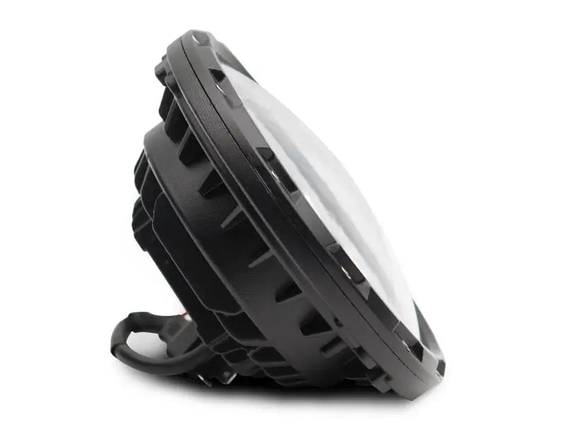 Round black LED light for Jeep Wrangler with axial spider LED design in chrome housing