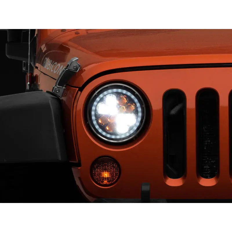 Raxiom J108047 Raxiom 97-18 Jeep Wrangler TJ/JK Axial Spider LED Headlight w/ Amber DRL- Chrome Hsng (Clear Lens)