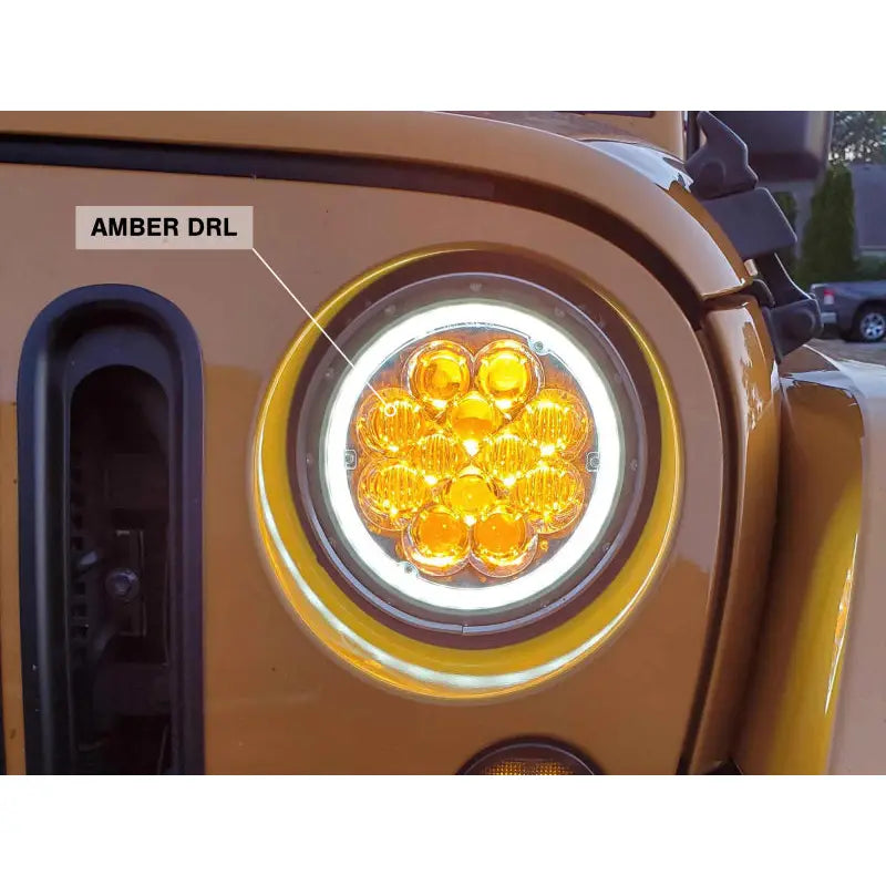 Raxiom J108047 Raxiom 97-18 Jeep Wrangler TJ/JK Axial Spider LED Headlight w/ Amber DRL- Chrome Hsng (Clear Lens)