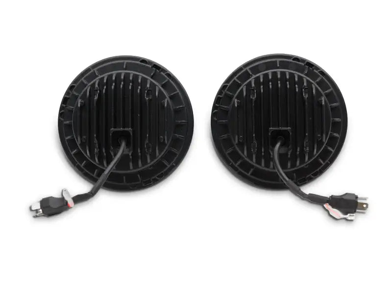 Black round Axial Spider LED headlights with wiring for Jeep Wrangler TJ/JK