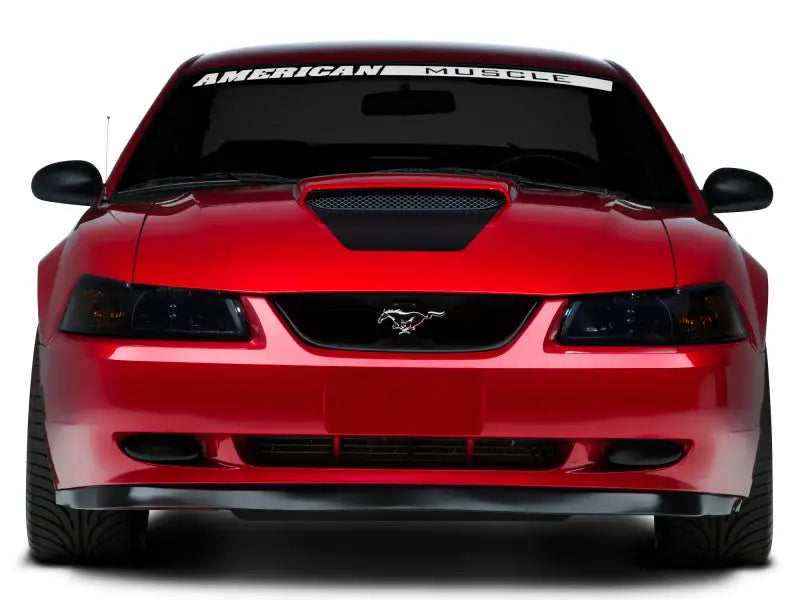 Red Ford Mustang with Raxiom axial series smoked lens OE style headlights