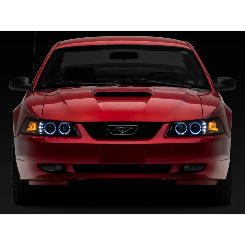Raxiom 101684 Raxiom 99-04 Ford Mustang Dual LED Halo Projector Headlights- Black Housing (Clear Lens)