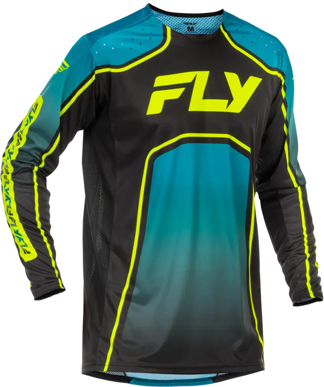 Rayce Bicycle Jersey Teal/Black/Lime Sm - FLY RACING