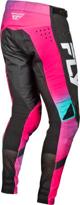 Pink and black motocross pants with durable stretch technology, size 38