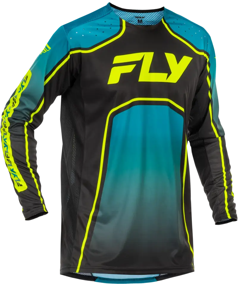 Rayce Bicycle Jersey Teal/Black/Lime 2x - FLY RACING