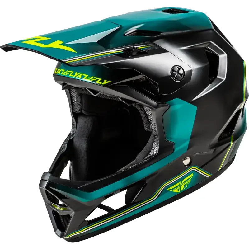 Rayce Repeat Bicycle Helmet Black/Teal/Hi Vis Md - FLY RACING