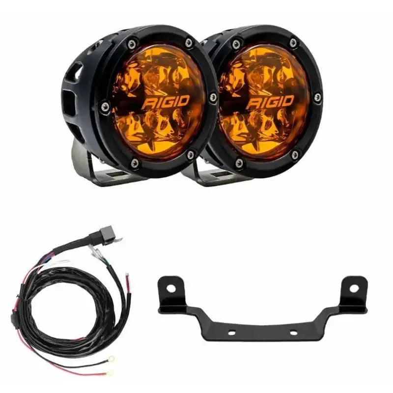 Pair of round amber LED off-road lights from Razor 360 Series Amber Pro Grille Light Kit