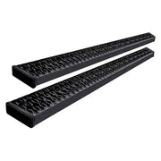 Two black textured running boards.