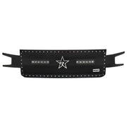 Black leather star patch wallet chain with rivets, silver hardware, Midnight Edition Sin