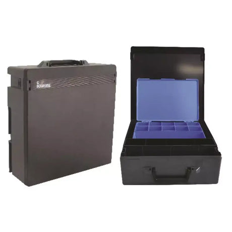Black RC003/QK Rolacase organizer carry case with open blue compartments toolboxes