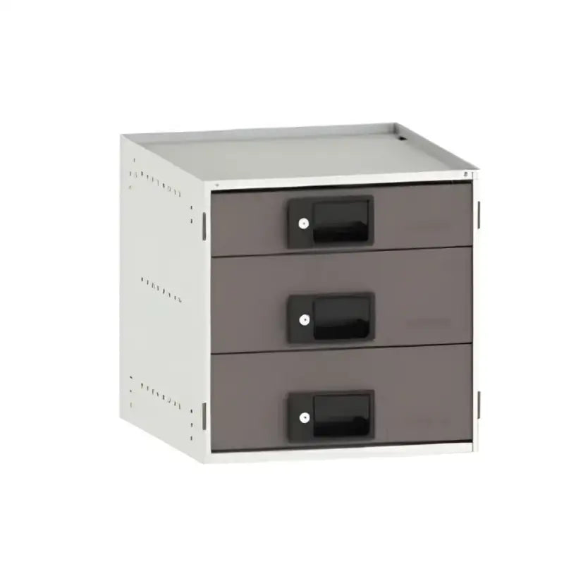 Gray metal cabinet with three drawers from RCSK1 C Rolacase drawer parts org kit