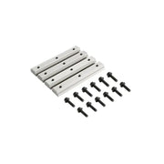 Rhino Rack track mount with 4 silver aluminum rails and black hex screws