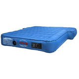 Blue inflatable air mattress.