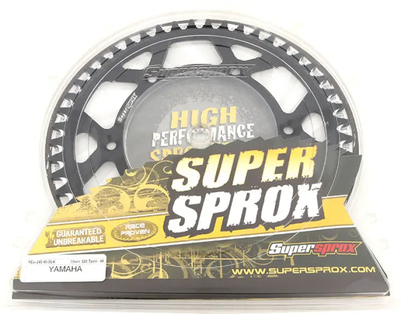 Black rear sprocket aluminum 49t in clear packaging for Yamaha bikes