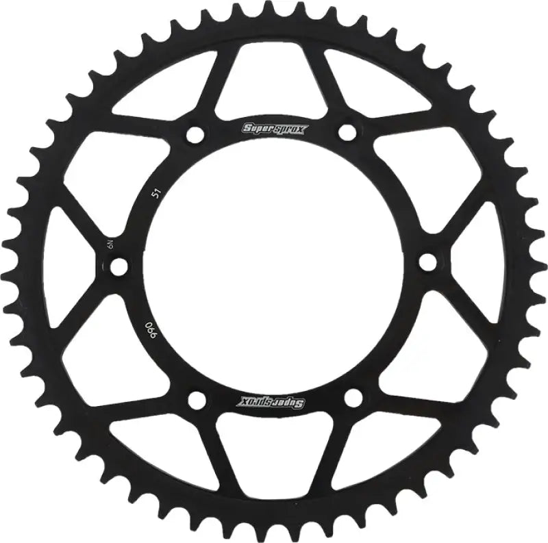 Black steel rear sprocket with 51 teeth for Husqvarna and KTM motorcycles