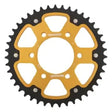Two-tone rear stealth sprocket with gold aluminum core and black steel teeth for Kawasaki