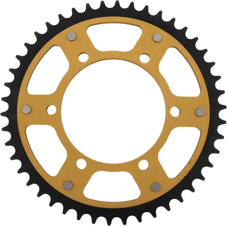 Gold and black rear stealth sprocket with 45 teeth for Honda, Kawasaki, Yamaha bikes