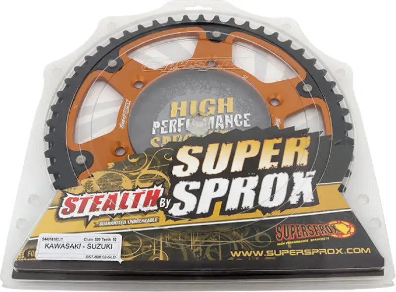 Rear Stealth Sprocket Alu/Stl 52t 520 Gld Kaw/Suz 