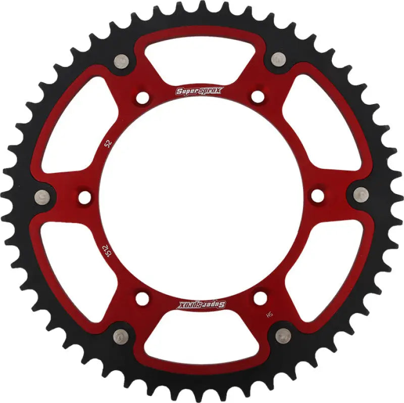 Red and black rear stealth sprocket alu/stl with 52 teeth for Husqvarna bikes