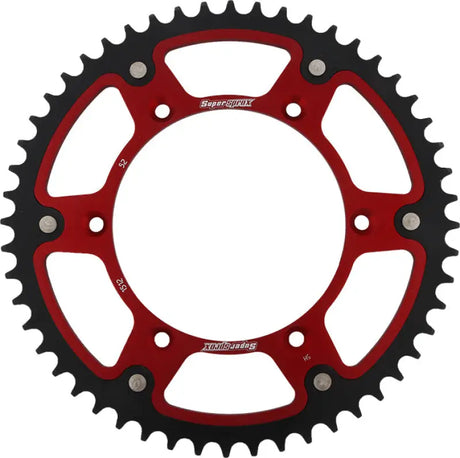 Red and black rear stealth sprocket alu/stl with 52 teeth for Husqvarna bikes