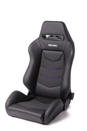 Recaro Speed V driver seat in black leather with blue suede accents