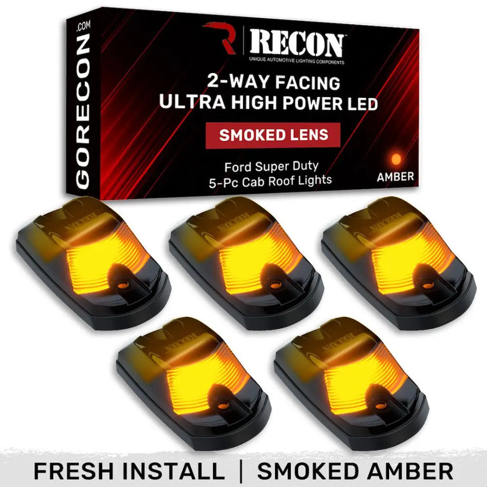 Recon Access SAE And DOT-Compliant Roof Marker Light 264342Bkhpam - Ford 17-23 Superduty 5-Piece Set