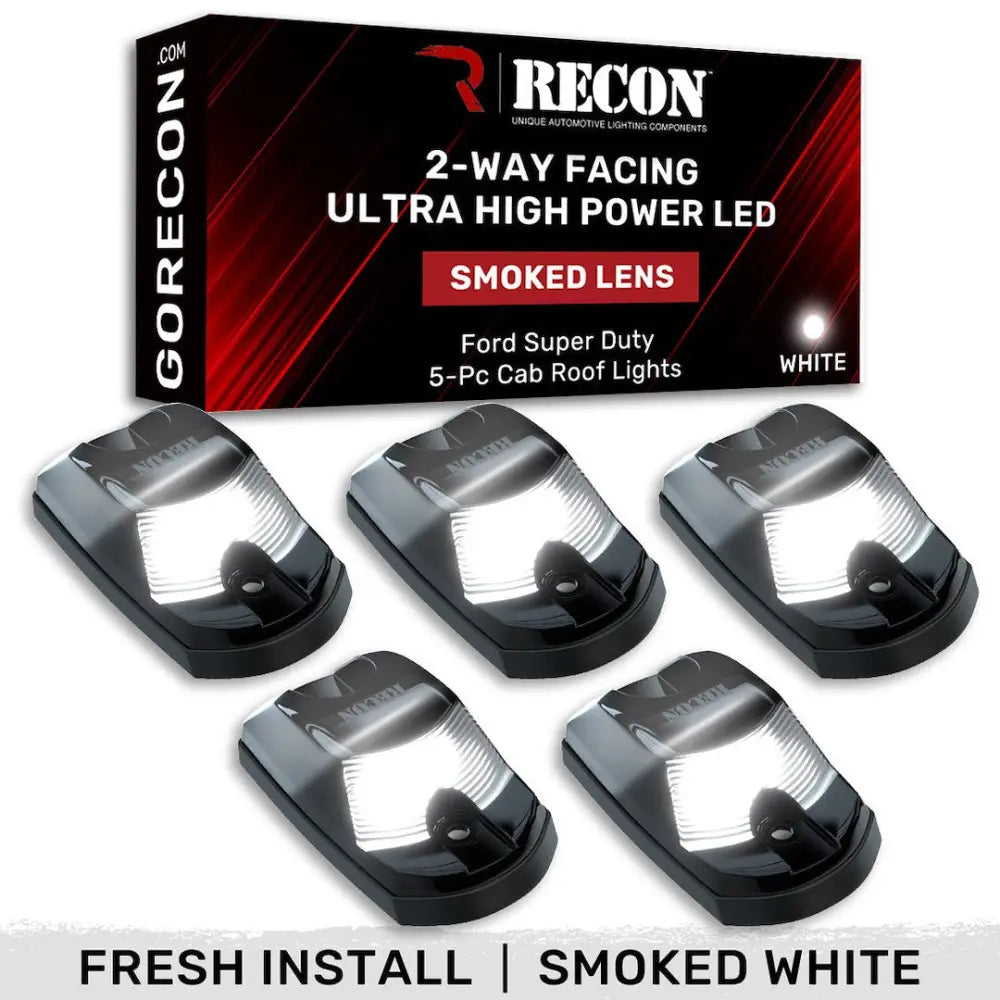 Recon Access SAE And DOT-Compliant Roof Marker Light 264342BKHPWH - Ford 17-23 Superduty 5-Piece Set