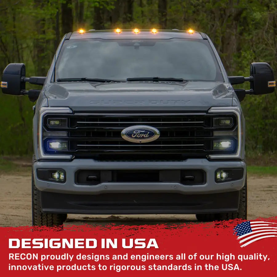 Recon Access SAE And DOT-Compliant Roof Marker Light 264443Bkhpam - Ford 23-25 Superduty 5-Piece Set