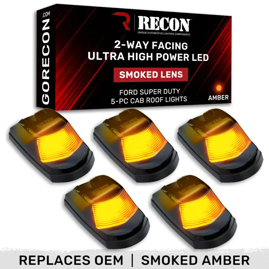 Recon Access SAE And DOT-Compliant Roof Marker Light 264443Bkhpam - Ford 23-25 Superduty 5-Piece Set