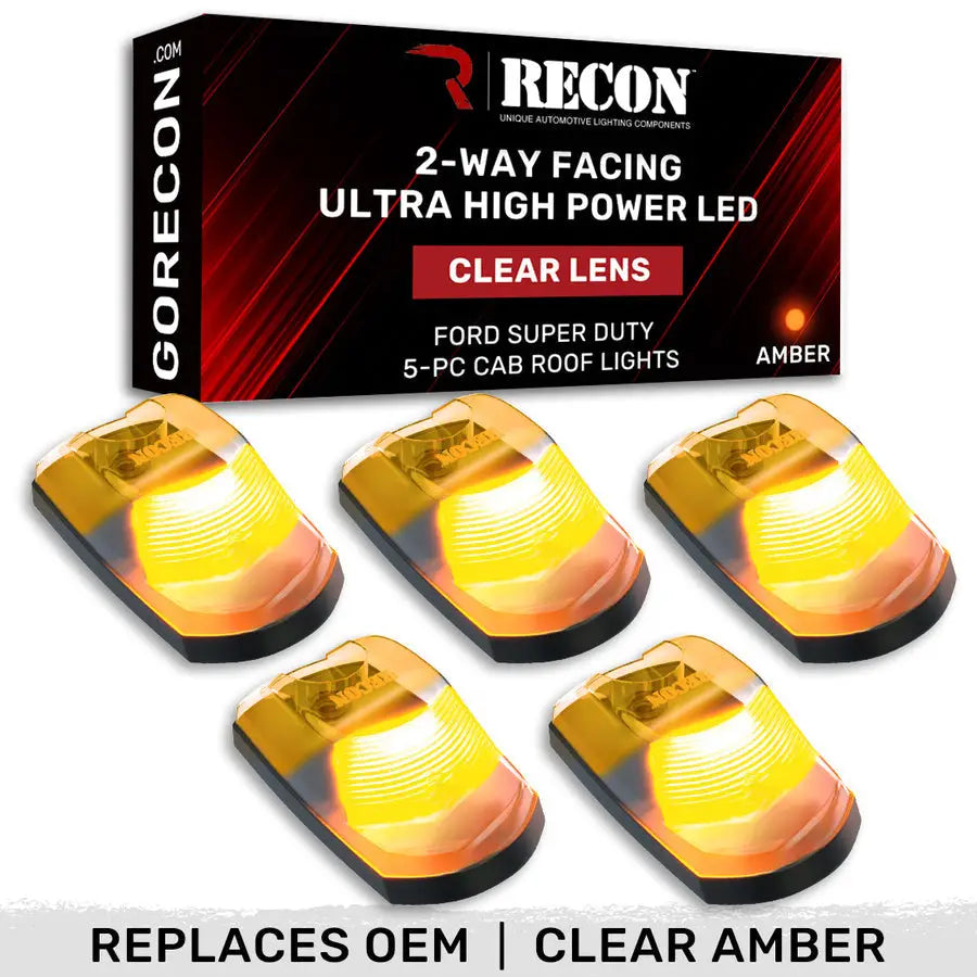 Recon Access SAE And DOT-Compliant Roof Marker Light 264443Clhpam - Ford 23-25 Superduty 5-Piece Set
