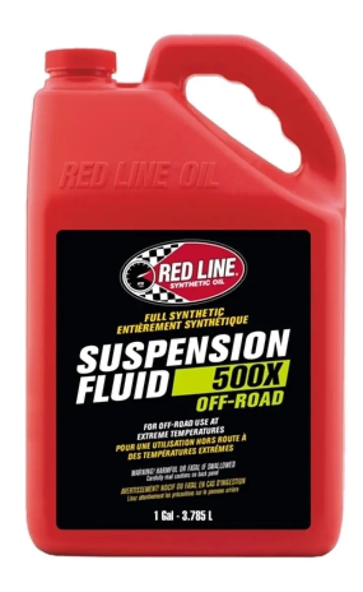 Red Line 500X suspension fluid in a gallon container, high-quality suspension fluid