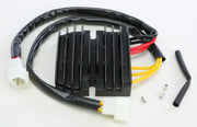 Black motorcycle voltage regulator with wiring, meets OEM specs for RV parts & accessories
