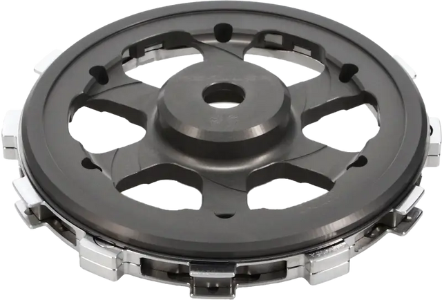 Black and silver clutch basket for gas Husq KTM bikes, fits Rekluse RMS-8313086