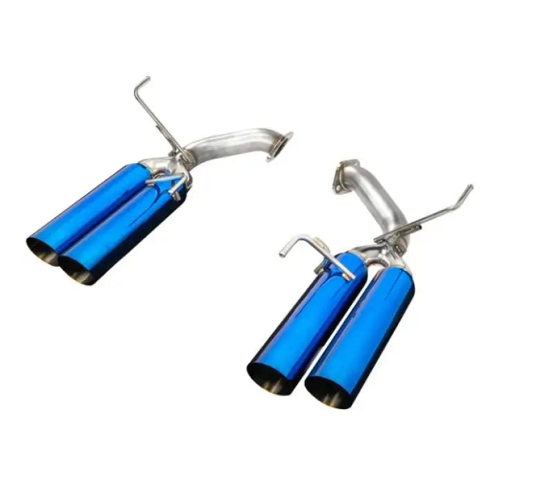Dual blue exhaust tips on Remark 2022+ Subaru WRX BOSO Edition axle back exhaust
