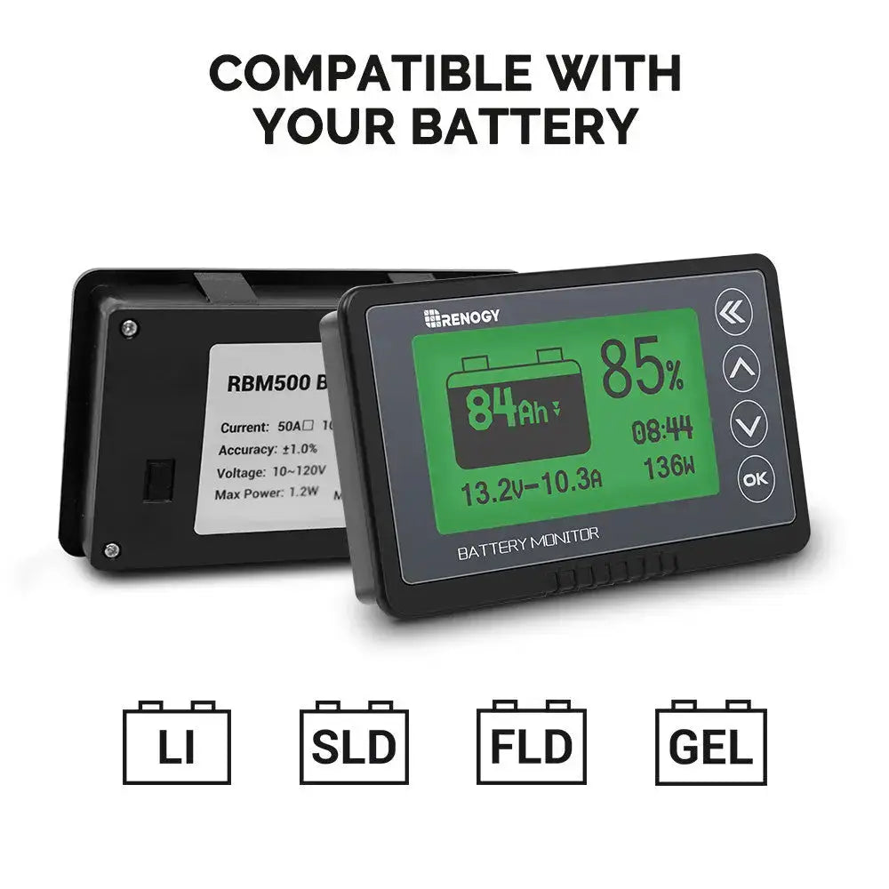 Renogy Easy To Install Battery Monitor RBM500-G3-US - 500A Shunt