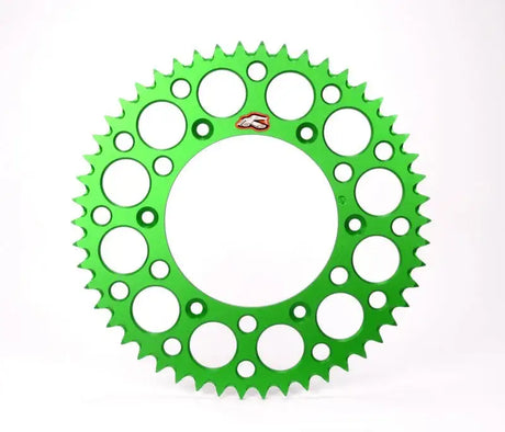 Renthal 04-23 Kawasaki KX 125/ 2T/ X/ XC/ KX450XC Rear Grooved Sprocket - Green 520-51P Teeth - Drivetrain