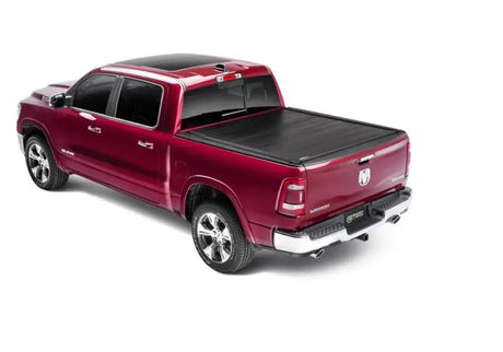 Maroon pickup truck with tonneau cover for Toyota Tundra CrewMax Bed 5.5ft