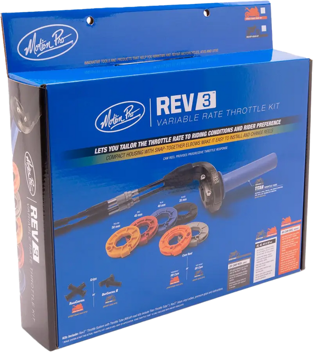 Motion Pro REV3 Variable Rate Throttle Kit in a blue box for Rev3 Throttle Kit Yam